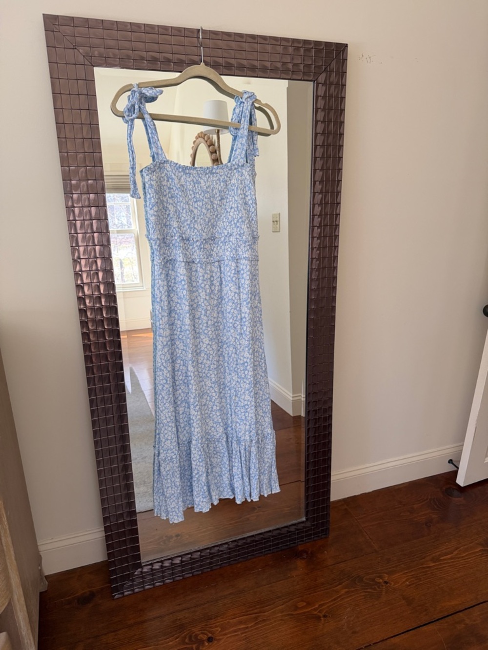 Revolve Light Blue Floral Tie-Shoulder Sundress
